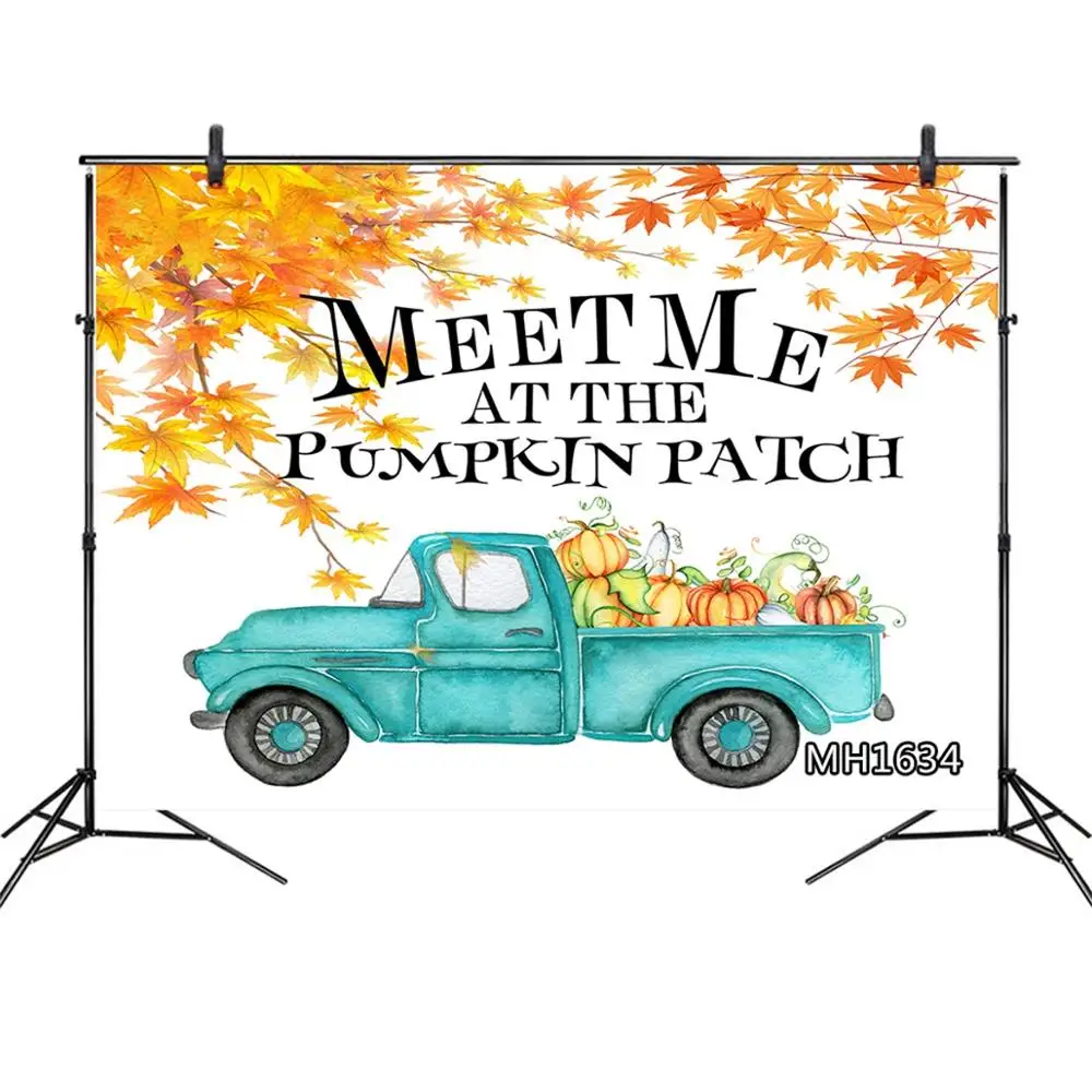 Фунты ферма синий грузовик Тыква кленовый лист фотография фоны Осенний урожай