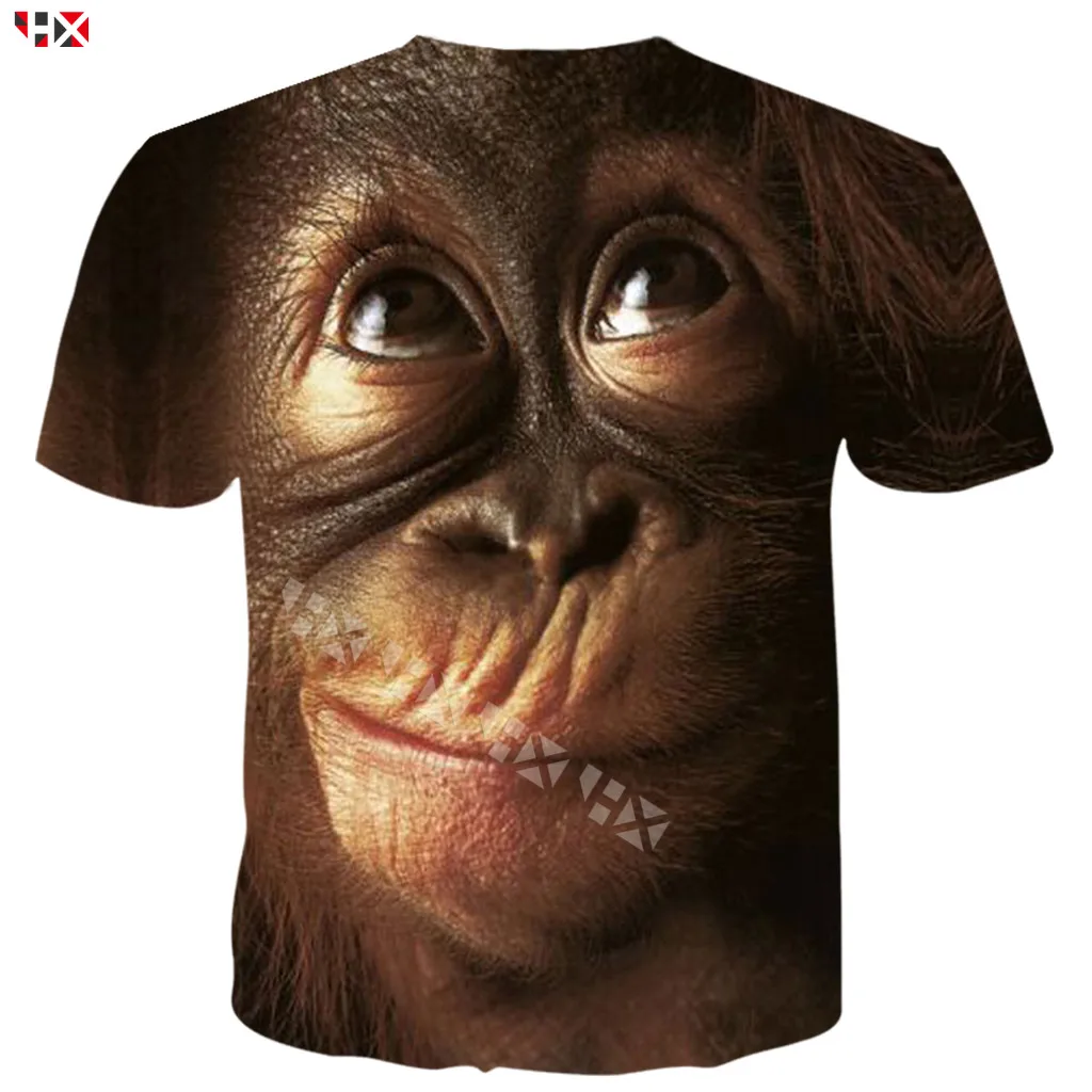 Футболка мужская с забавными животными принтом обезьяны тенниска объемным и