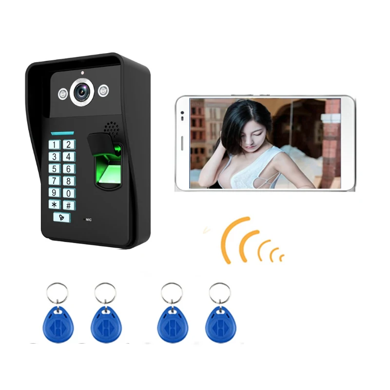 wireless wifi fingerprint hd 720p ip video door phone bell view by mobile phone free global shipping