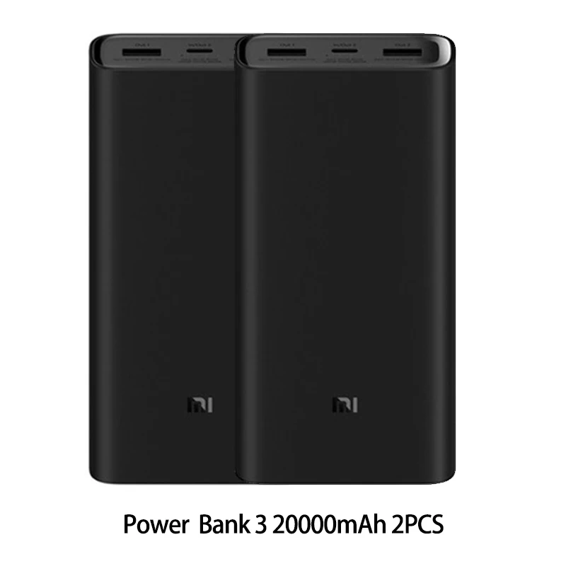 2 Bank Xiaomi mi power Bank 20000 мАч 3 USB-C 45 Вт три порты вывода PD быстрое зарядное устройство power bank Xiao mi 2C внешний аккумулятор - Цвет: 2 Bank