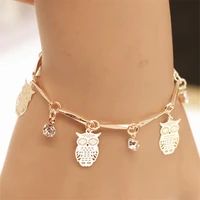 hot sale new fashion lady gold chain owl crystal bracelet female bracelets trinket women sexy jewelry couple lovers party gift