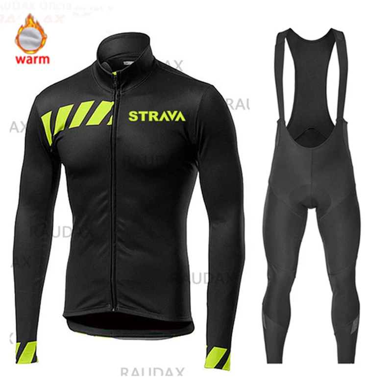 

Новый зимний теплый флисовый комплект STRAVA, одежда для велоспорта, мужской костюм из Джерси, спортивная одежда для езды на велосипеде и горно...