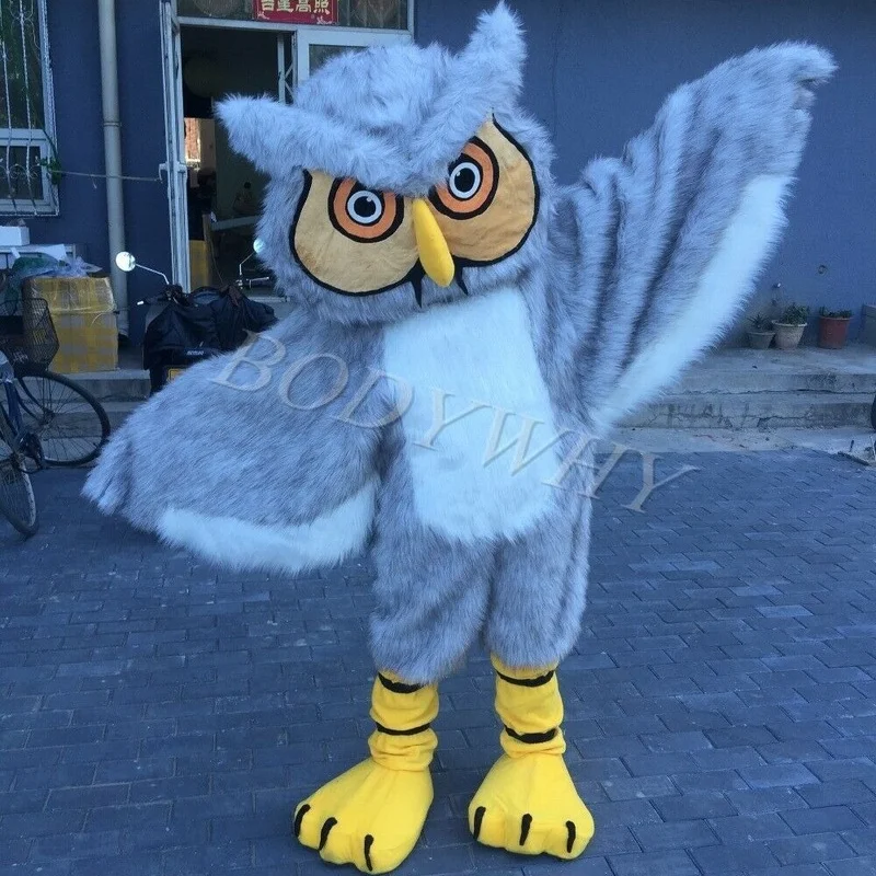 

Long Furry Gray Owl Fursuit Mascot Costume Adult Character Cosplay Fancy Dress Christmas Halloween Birthday Party Outdoor Outfit