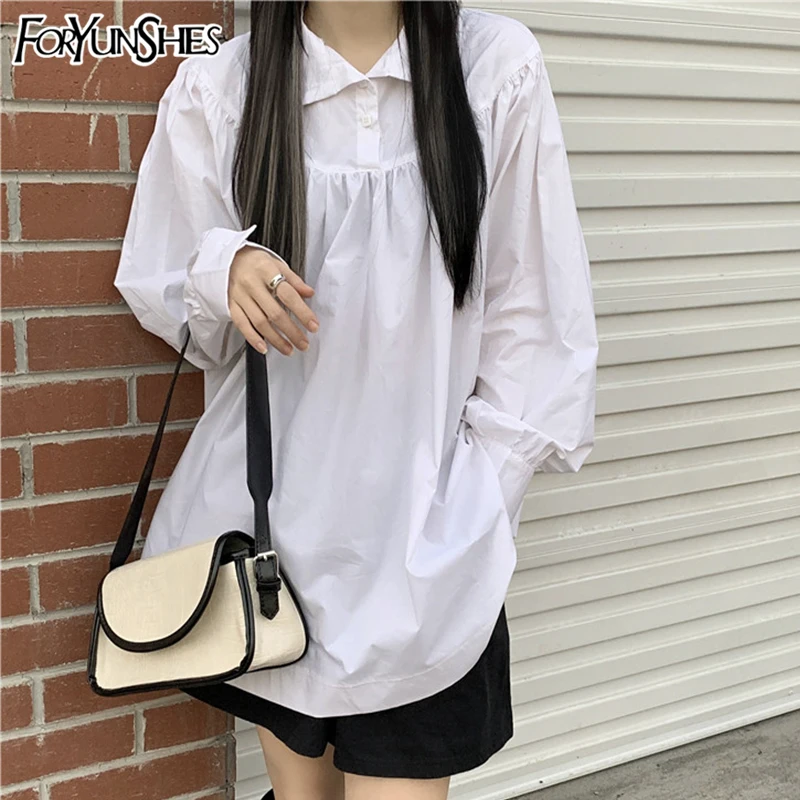 

2021 Spring Autumn Oversized White Long Sleeve Shirt For Women Blouses Femme Korean Style Elegant Top Women's Sweetshirts New
