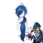 Парик для косплея Genshin Impact Kaeya, зелено-голубые кудрявые длинные термостойкие синтетические волосы, для Хэллоуина, карнавала вечерние + шапочка для бесплатного парика