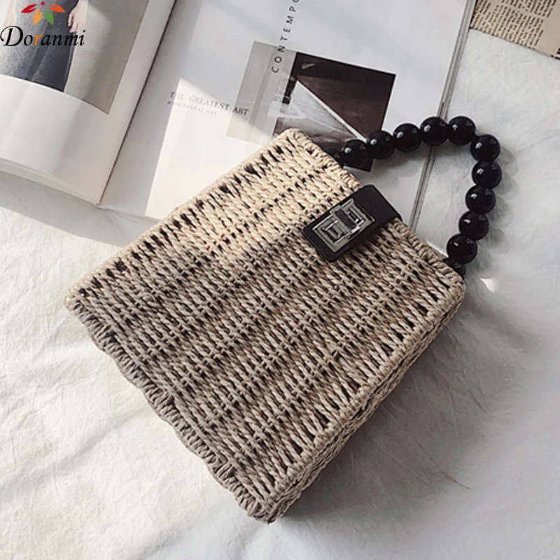 Женская Соломенная Сумка DORANMI Пляжная плетеная через плечо с ручками сверху BG429