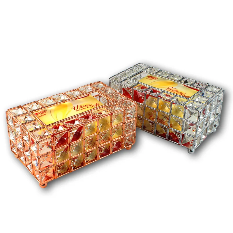 Коробка для хранения салфеток блестящий золотой серебряный стеклянный бумажный