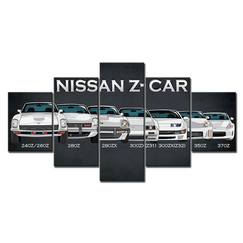 5 шт. Nissan Z история Плакат с моделью hd-принт на холсте Живопись для современной декоративной спальни стены искусства городской пейзаж Pictur