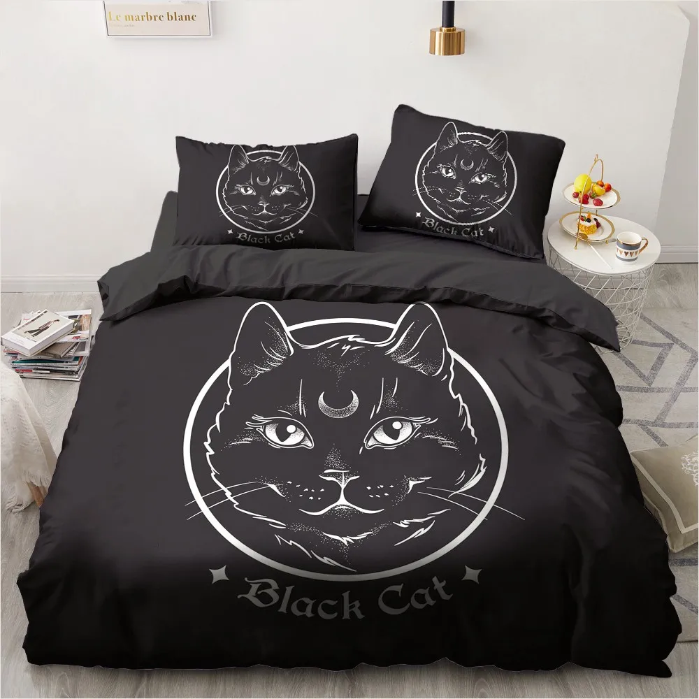 

Modern Duvet Cover Sets 3D Custom Design Magic Bed Pillow Slips 200*230cm Full Twin Double King Size Black Bedding Set