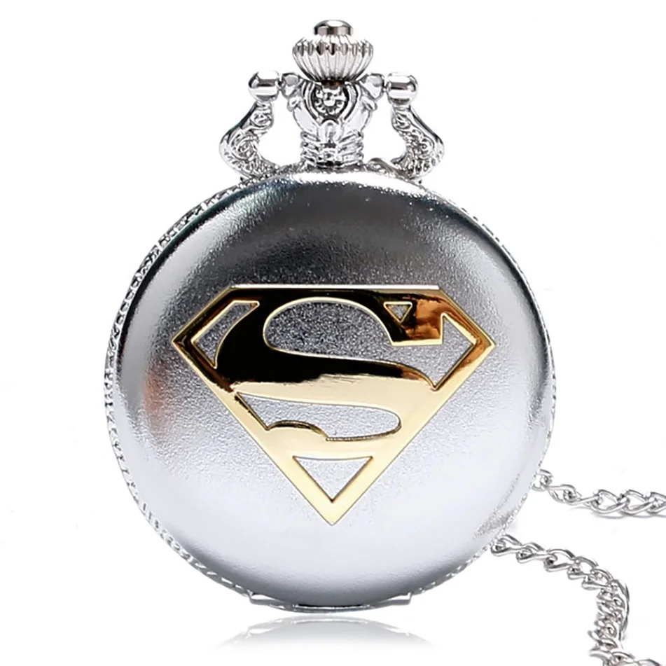 4 Классические кварцевые карманные часы супермена с necklace ем кулоном, Ретро Мужские кварцевые брелоки и карманные часы, дропшиппинг P442C - Цвет: 4