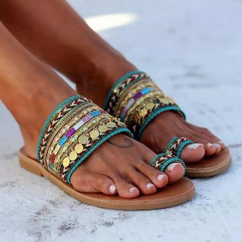 

Sandals Woman Slipper Flat Bohemian Wind Sandals Women's Shoes Open Toe Sandals Flip Flops Beach Slipper
