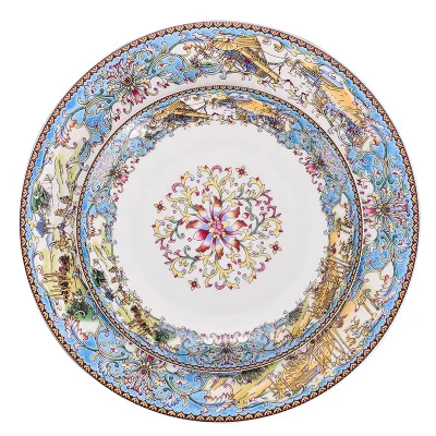 Тарелка для стейка отеля керамическая тарелка в стиле ретро с золотой отделкой