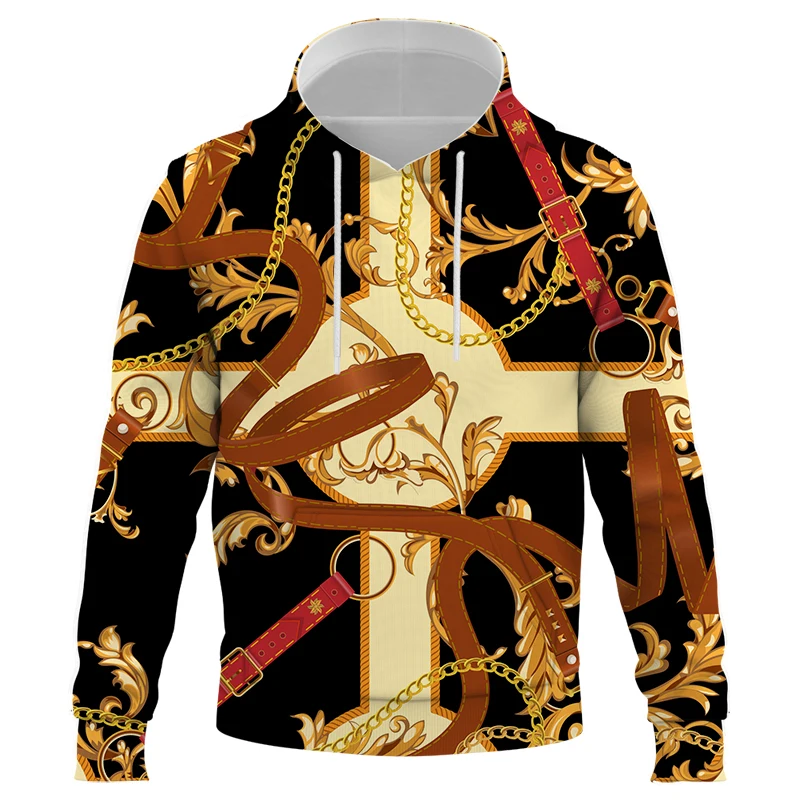 

New Arrival Fashion Mens Hoodies 3D Gold chain belt Printed Sweatshirt Funny Brand design hoodie harajuku Streetwear tops