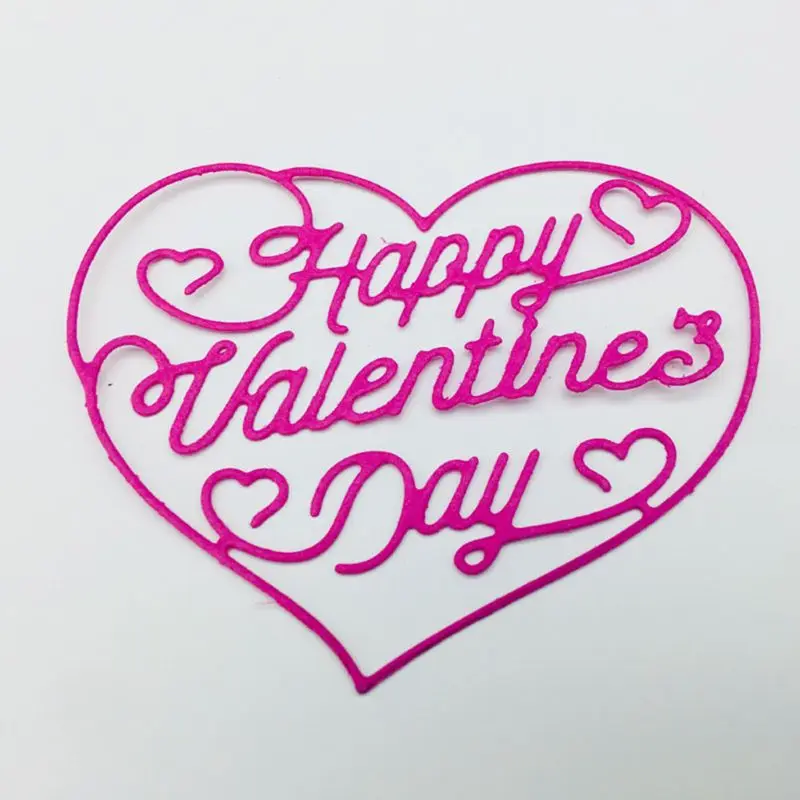 

Heart Happy Valentines Day Metal Cutting Dies Stencil Scrapbooking DIY Album Stamp Paper Card Embossing