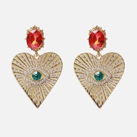 baroque vintage earrings crystal big heart earrings for women evil eye earring hihop jewelry femme brincos gold earring bijoux