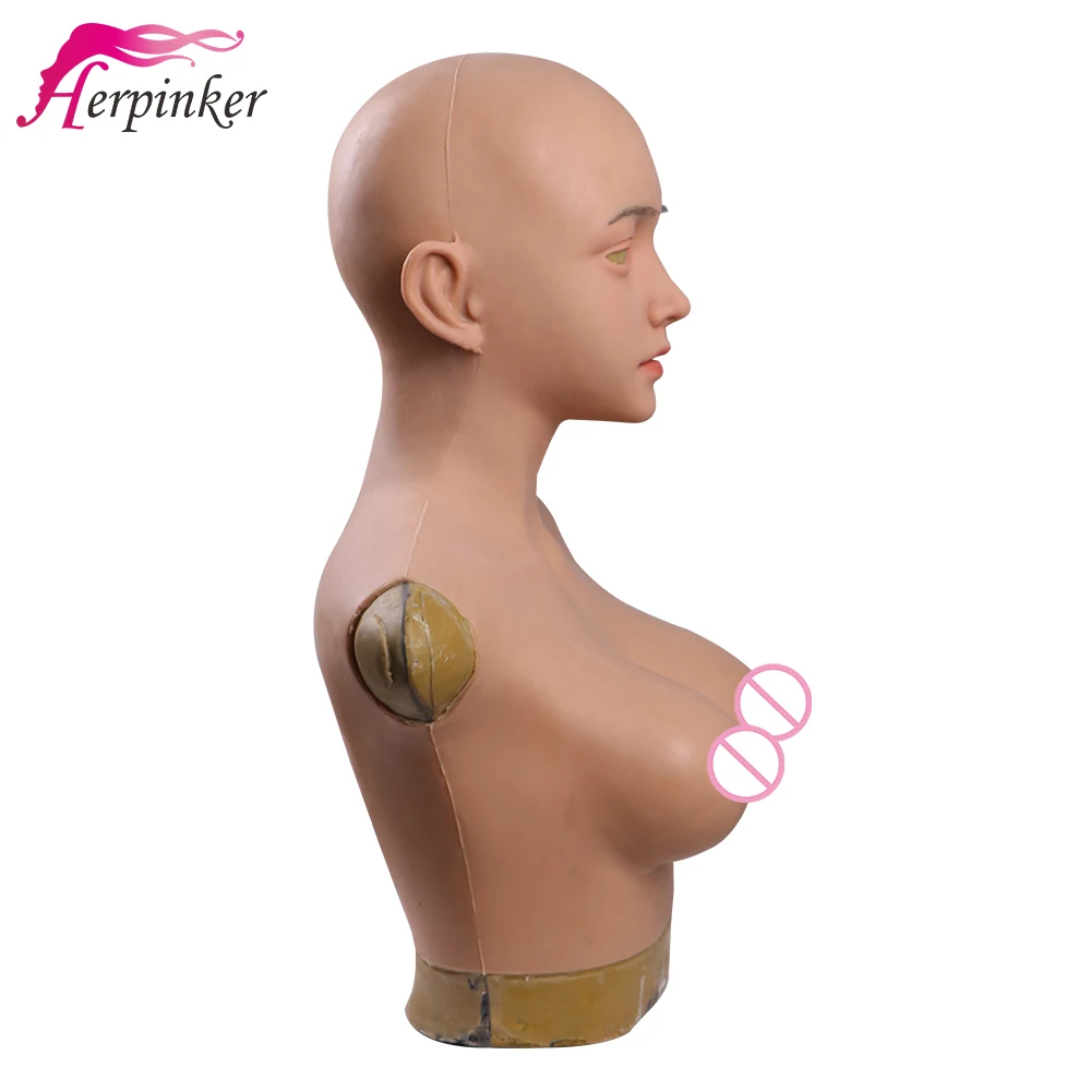 Женская маска на всю голову с нагрудной грудью форма E cup Christine для кроссдрессеров