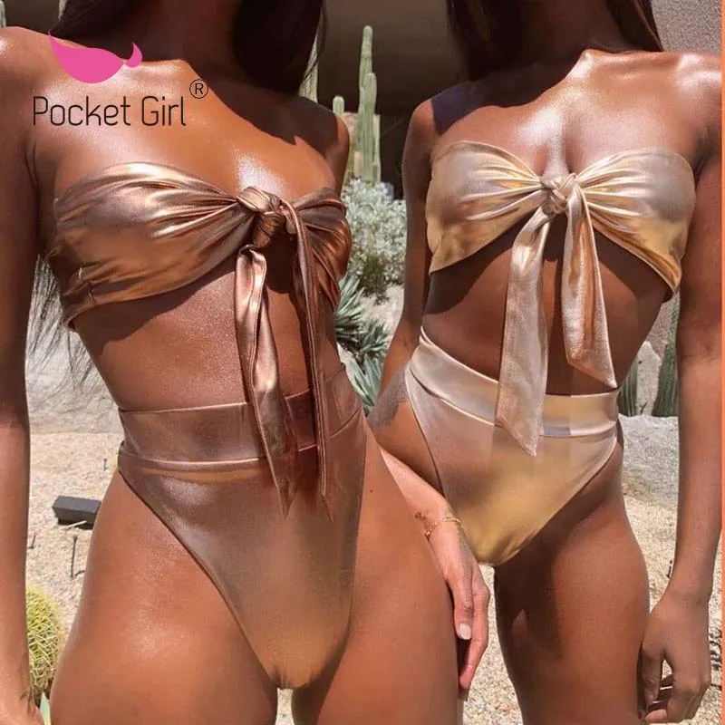 2019 женский бикини пуш ап с высокой талией набор горячей штамповкой купальник