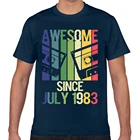 Топы футболка для мужчин awesome с июля 1983 рубашка 36th модное платье на день рождения белый Geek Хлопковая мужская футболка XXX