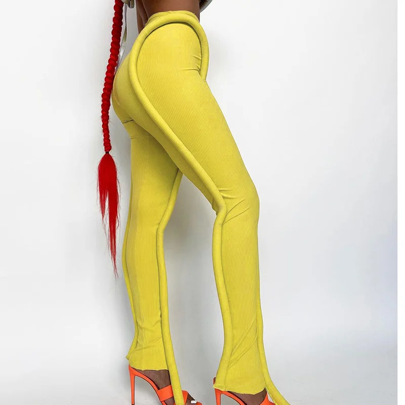 

CHRONSTYLE 3D Striped Patchwork Fashion Women Leggings Pants Trouser 2021 Stylish Women High Waist Bodycon Long Pants Streetwear