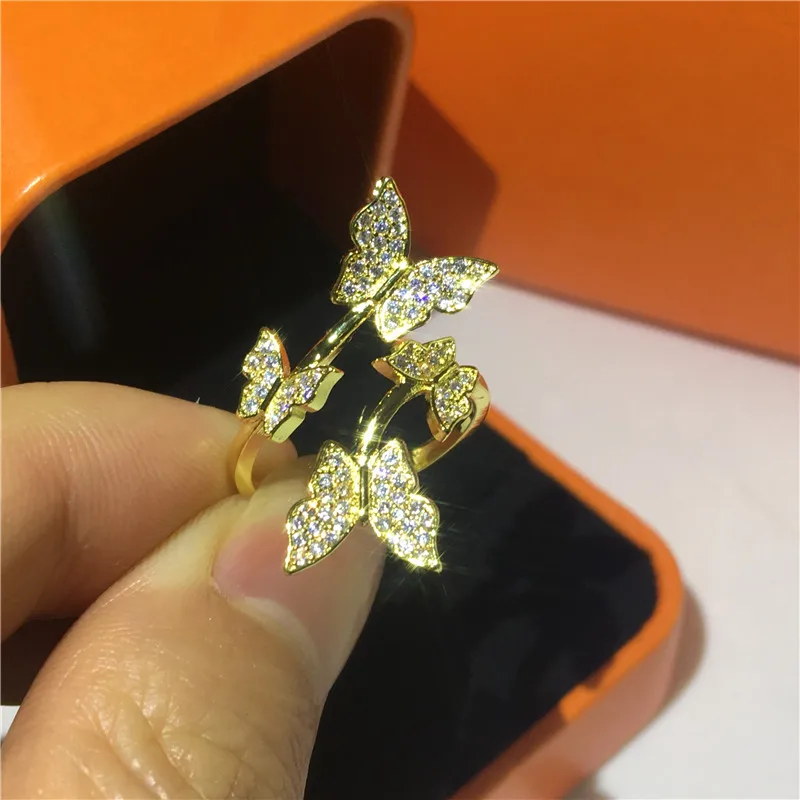 Butterfly shape 100% 925 Sterling Silver Ring Simulated Diamond Cz Engagement Wedding band rings for women Bridal Party Jewelry | Украшения
