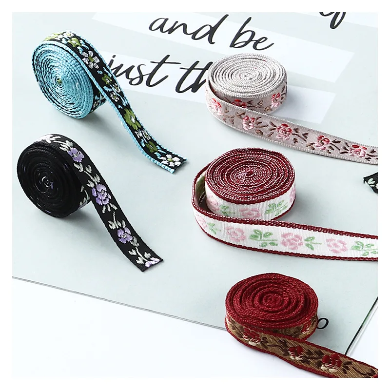 5 ярдов/партия жаккардовая лента с цветочной вышивкой для рукоделия шторы