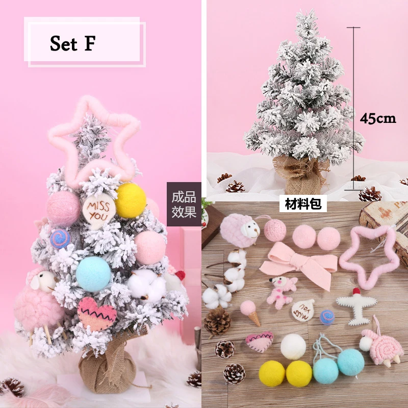 Set F 45 см/50 см/60 см мини-искусственная столешница для украшения снежной елки светодиодный Декор для дома рождественские украшения DIY подарок на год - Цвет: Set F