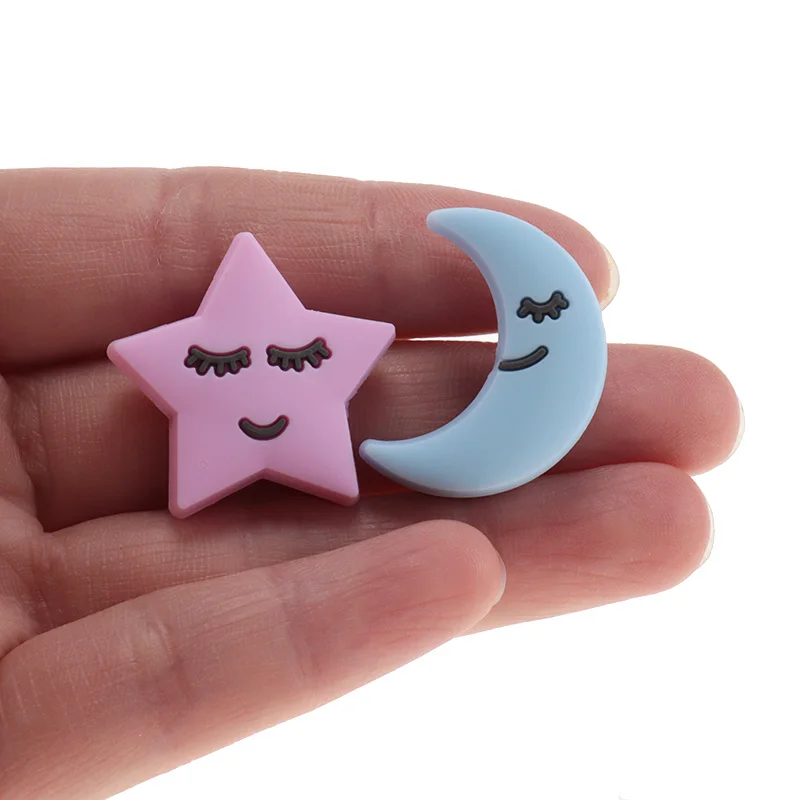20 piezas de cuentas de silicona para beb&eacute;s, cuentas para masticar, estrella sonriente, accesorios para beb&eacute;s, collar sin BPA, cuentas para dentici&oacute;n, art&iacute;culos para beb&eacute;s-4
