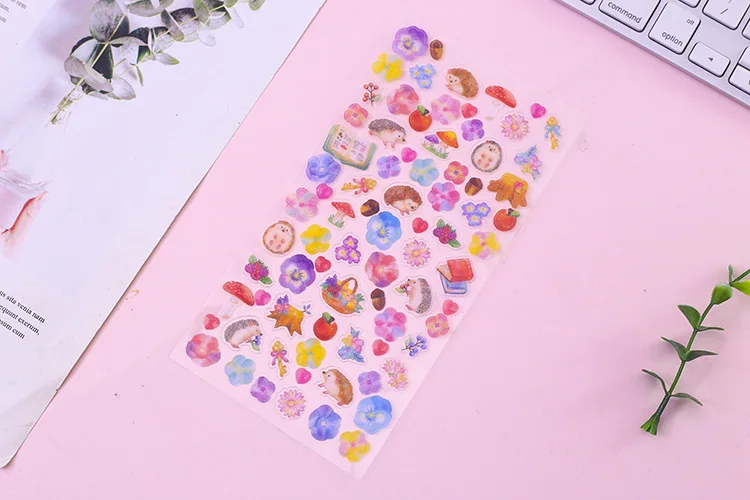 

6pcs Lovely cartoon sticker pvc diy decoration sticker for album scrapbooking stationery sticker gift for kids