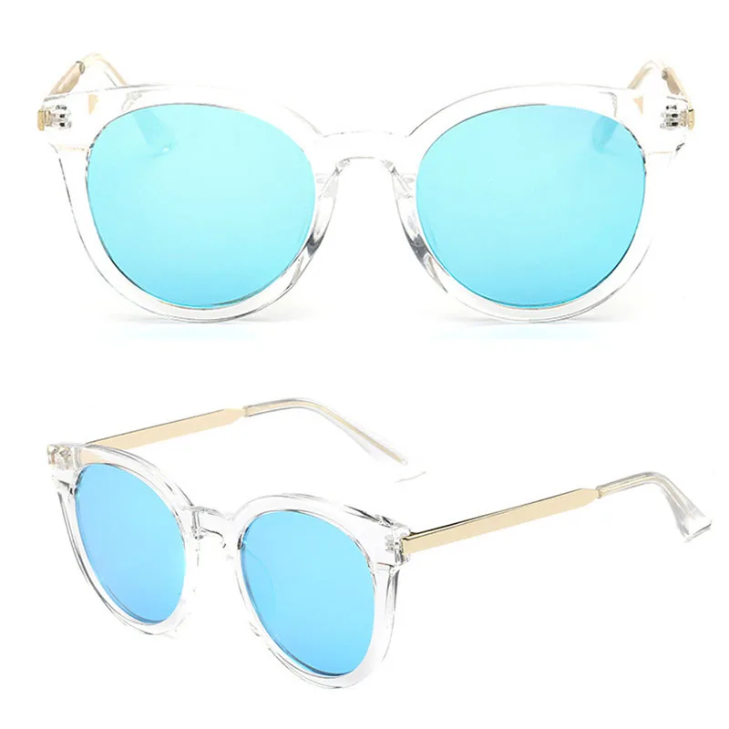

Retro Women Flat Lens Mirrored Metal Frame Glasses Oversized Eye Sunglasses