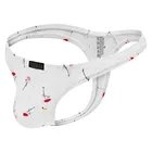 Мужские стринги с картонным мешочком, Черные стринги с принтом животных