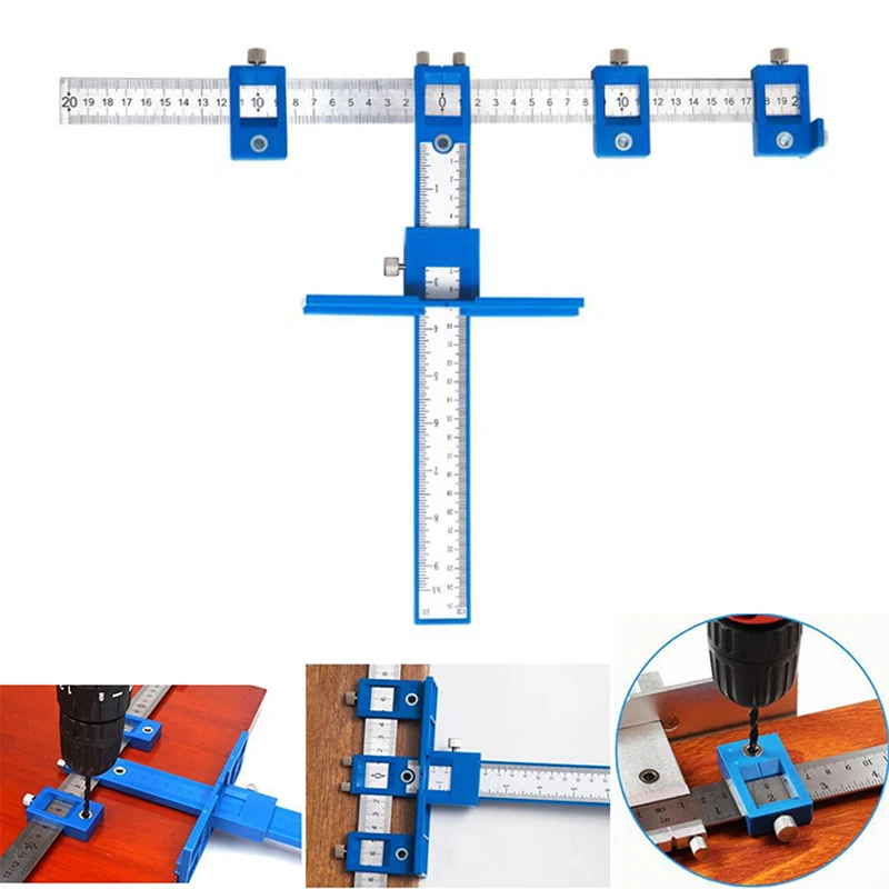 

Wood Drilling Woodworking Tool Center Drill Bit Guide Set Sleeve Cabinet Hardware Locator Detachable Hole Punch Jig Tool