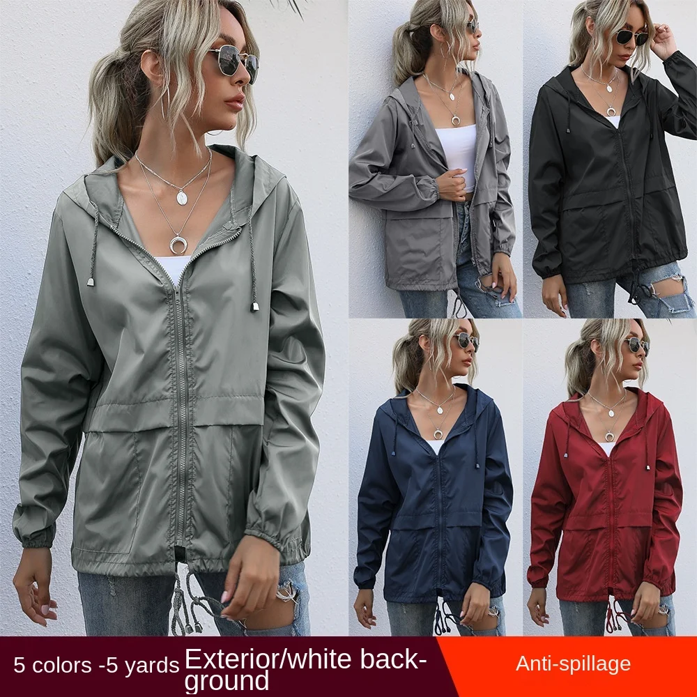 

Damesjack met capuchon 2021 Lente en herfst Casual windjack Dames basic jack Rits lichtgewicht jack Dames