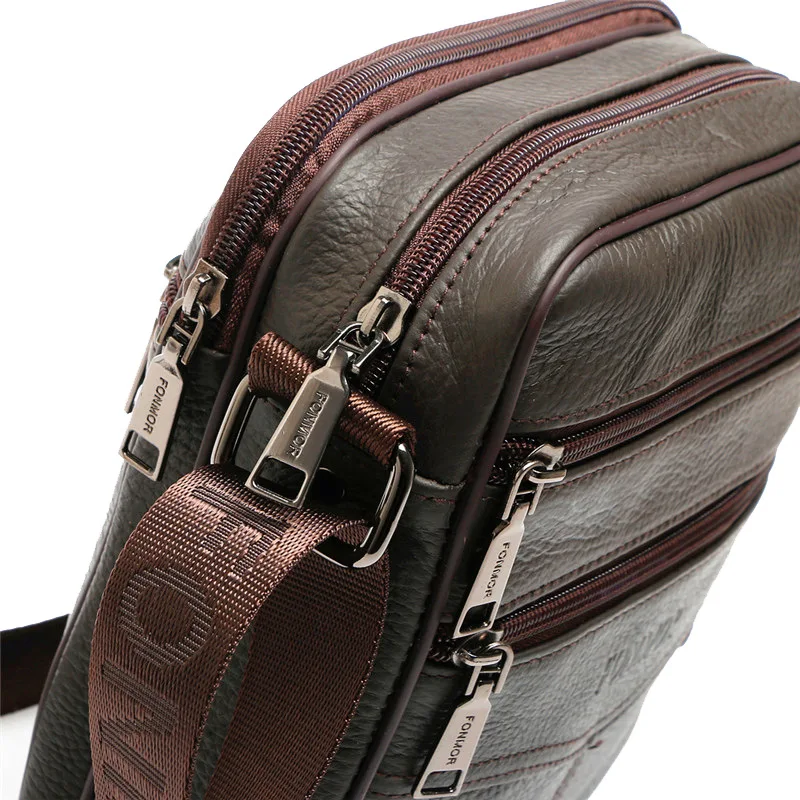 

FACTOO Men's Convenient One-Shoulder Messenger Small Bag Original Cowhide Fashion Casual Business Large-Capacity Zipper Back Bag