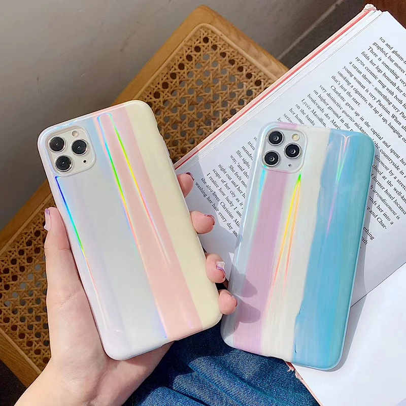 Роскошный чехол для телефона с лазерным градиентом iPhone 11 Pro Max XR XS X 11Pro 7 8 6 6S Plus