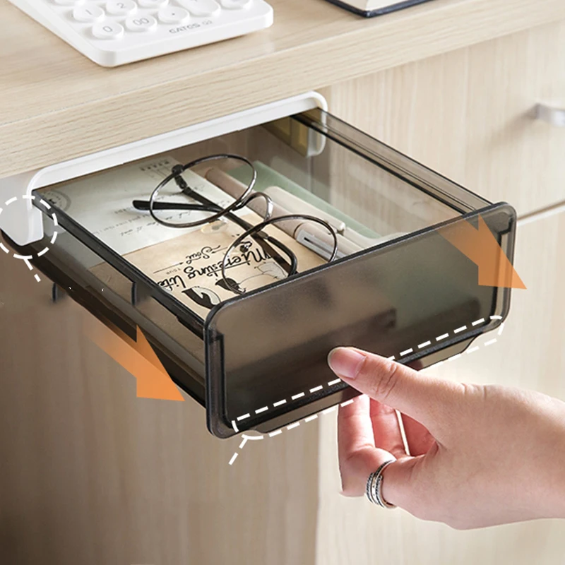 

Stationery Storage Box Creative Pen Holder Under-Desk Organization Drawer Home Office Large Capacity Desktop Storage Box Decor