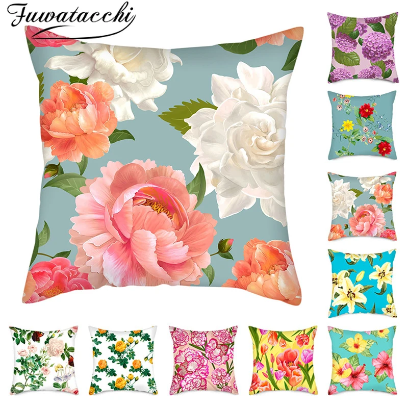 Цветная Цветочная Подушка Fuwatacchi Весенняя декоративная наволочка с цветами для