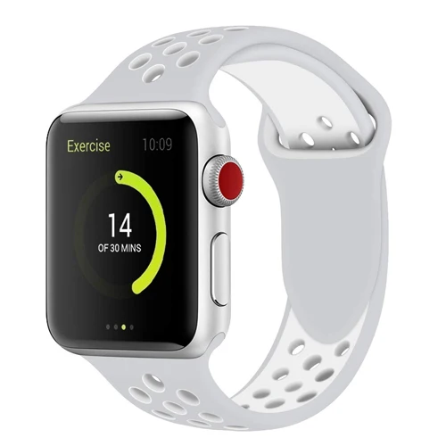 silver white Ремешок для apple watch 42 мм 38 мм силиконовый браслет correa iwatch 5 4 3 2 44 мм 40 мм спортивный браслет pulseira apple watch 4 аксессуары - Цвет ремешка: silver white