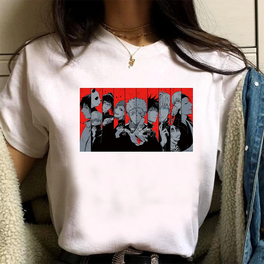 

Забавные футболки с графическим принтом из аниме ююютсу кайсен, одежда в японском стиле Харадзюку, футболка унисекс в стиле хип-хоп для мужч...