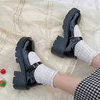 Женские кожаные туфли Harakuju Lolita JK, милая Студенческая обувь для девочек, Туфли Мэри Джейн, японские туфли на высоком каблуке и платформе с круглым носком