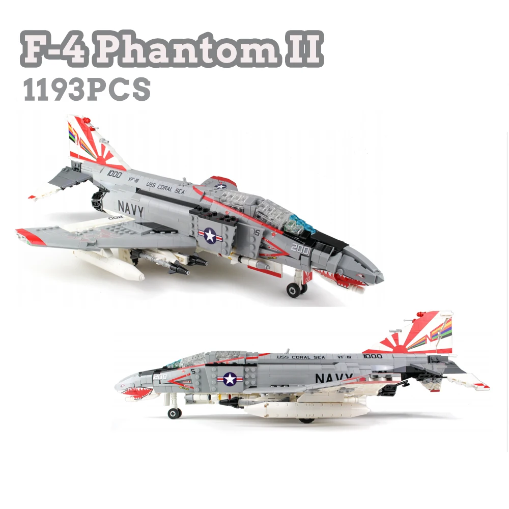 

MOC Building Blocks wwII military fighters Air Force Fleet fighter Weapons F-4N Phantom II Fighter Model DIY Bricks Set Kid Toy