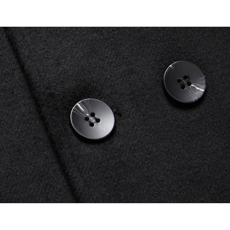 Зимнее шерстяное черное пальто Мужская однотонная Толстая куртка мужское