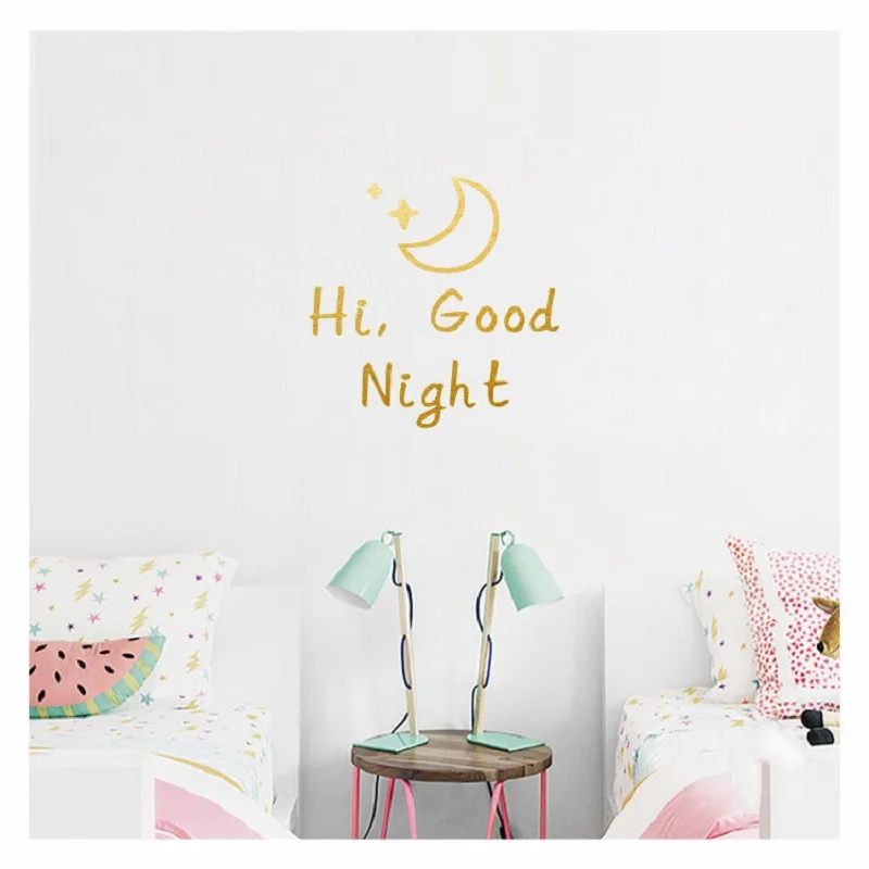Настенная Наклейка Hi Good Night Mood на английском языке украшение в скандинавском