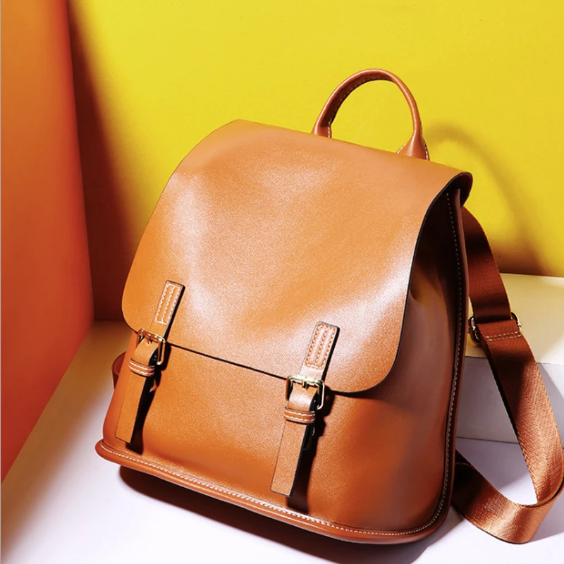 

shoulder bag handbag leather large capacity wild Korean leisure travel bag ladies dual-use backpack soft leather large