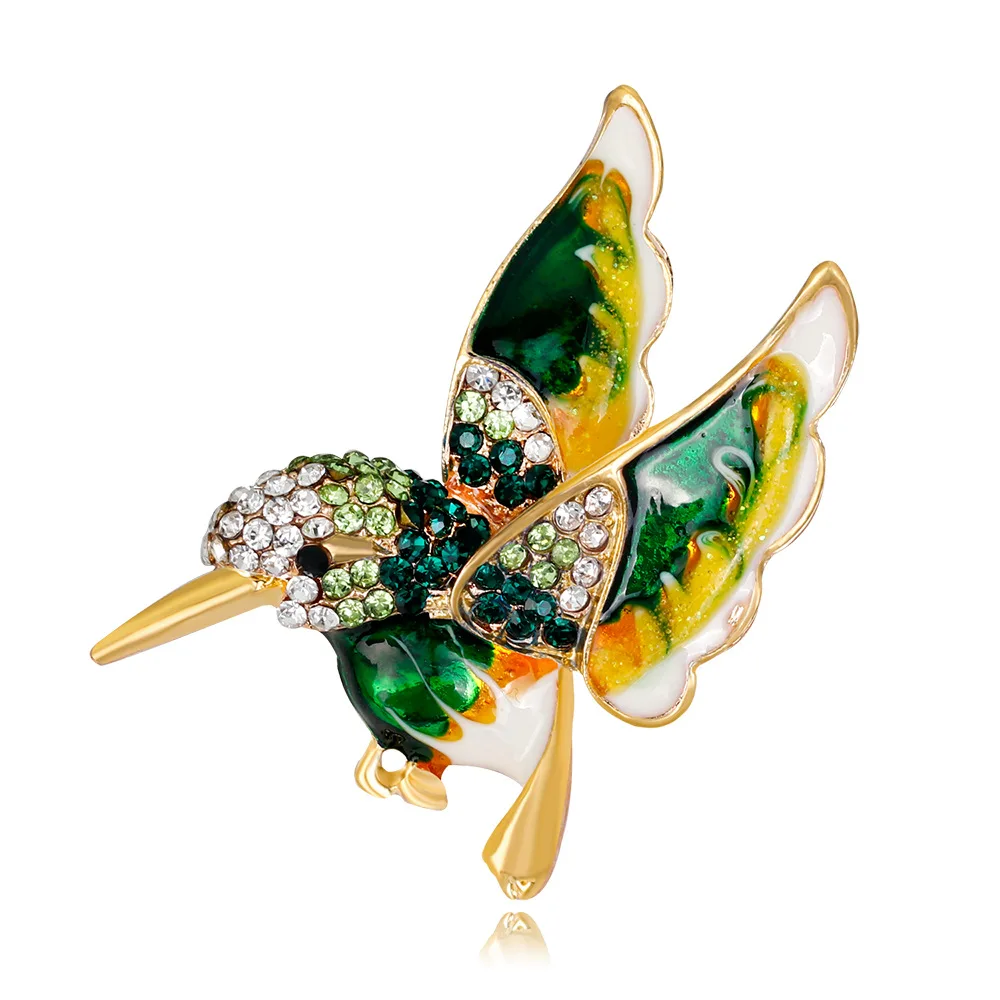 

Hummingbird Enamel Broach Diamante Rhinestone Bird Drip Oil Brooch Pin Fashi Pin Party Jewelry Scarf Collar Badge