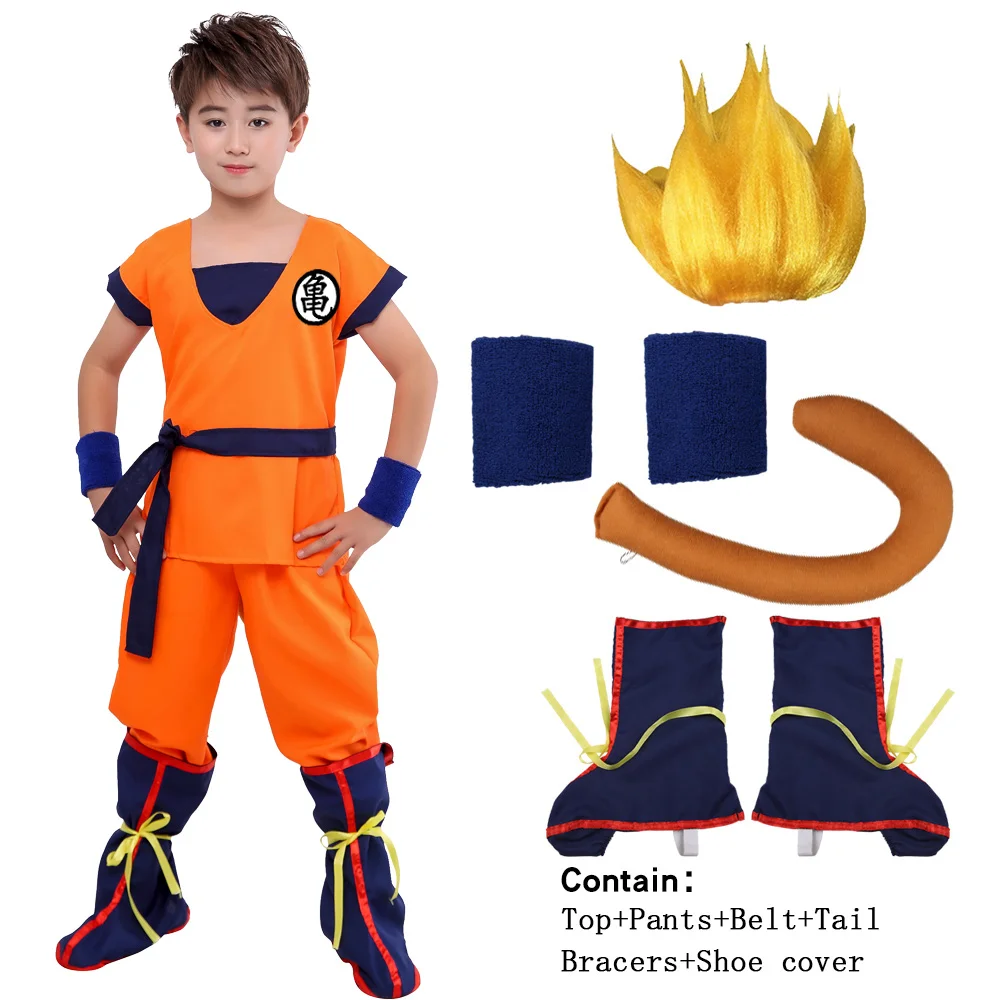 halloween christmas son goku turtle blue wig shoes cosplay costume boys adult costume for kids new year party dress up free global shipping