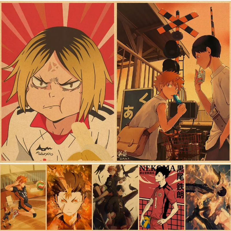 Постеры Haikyuu из японского аниме ретро постер крафт-бумага высокое качество