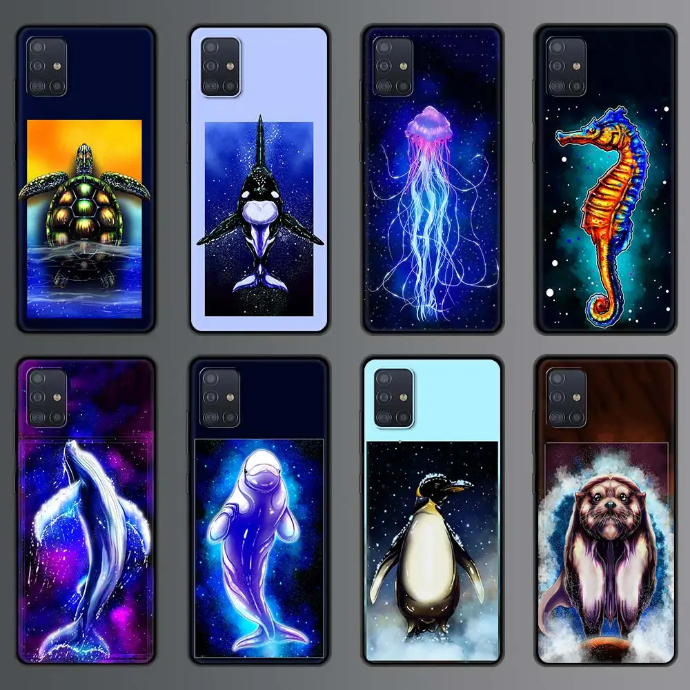 

Ocean Animal Penguin Dolphin Phone Case for Samsung Galaxy A51 A71 A50 A21s A31 A10 A20e A41 A70 A30 A11 A40 A20s Silicone Cover