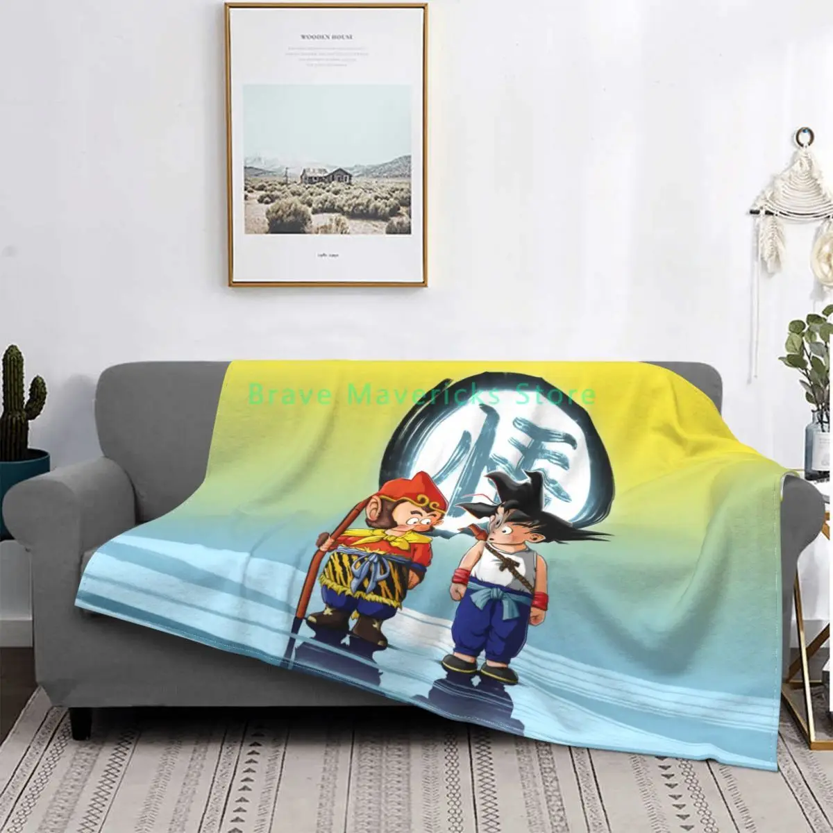 

A Anime Gifts Bedspread Son Goku Monkey King Blanket For Bed Decorative Fleece Blanket Throw