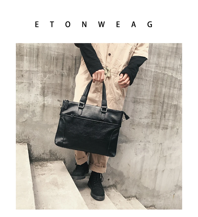 

Leather Business Briefcase Portable High Capacity Shoulder Travel Office Messenger Briefcase Bolso Hombre Bag for Men DB60BA