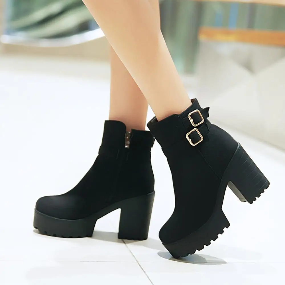 Женские мотоциклетные ботинки LDHZXC черные повседневные на платформе и высоком